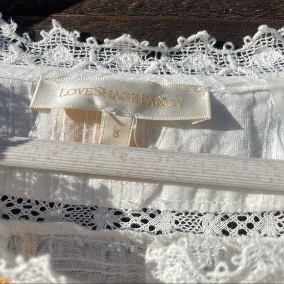 LoveShackFancy Ventura Top Antique White Button Up Shirt - Picture 3 of 6